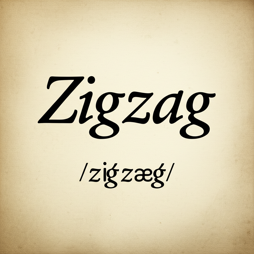 Zigzag字樣搭配國際音標與18世紀法國風格元素,呈現詞源背景