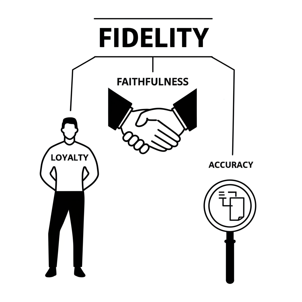 Fidelity 三大概念圖示:忠誠、信實與精確性的視覺化呈現