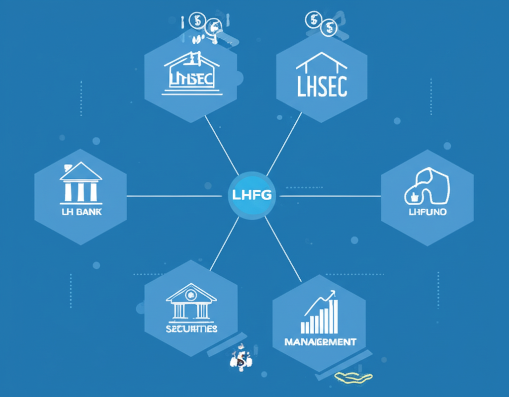 LHFG 金融生態系示意圖:包含 LH Bank、LHSEC 與 LHFUND
