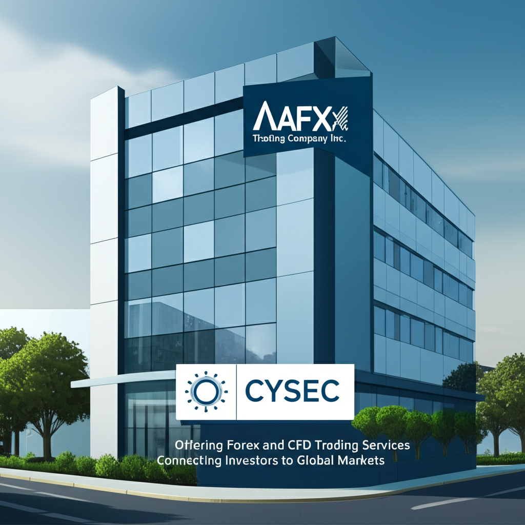AAFX Trading Company Inc.公司大樓外觀,標示CySEC監管標誌,提供外匯與CFD交易服務