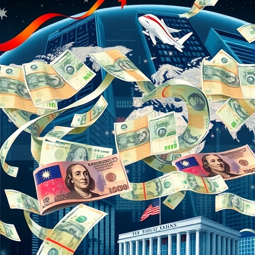 全球金融中心與外匯交易示意圖