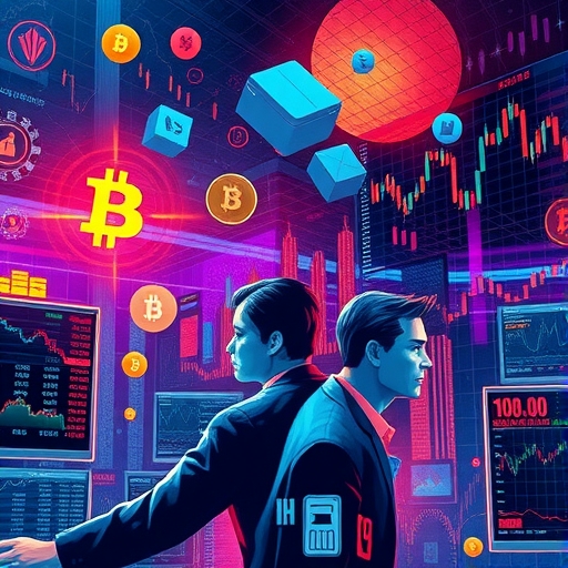 複雜多變的金融市場景觀,象徵鎖倉策略所面對的風險與機會