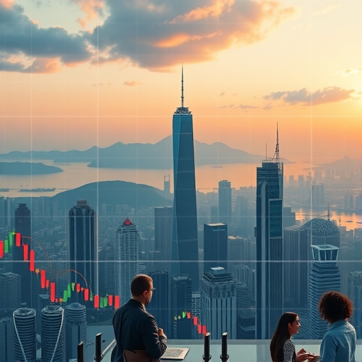 2025年黎明時分的未來感香港天際線