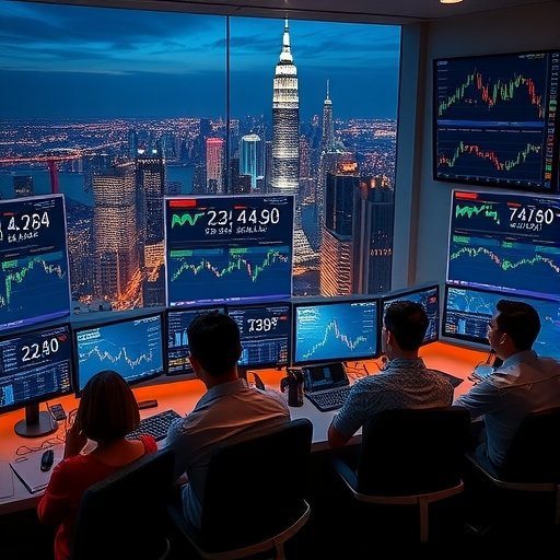 現代化金融交易場景,專業交易員使用多螢幕進行外匯與金融商品分析