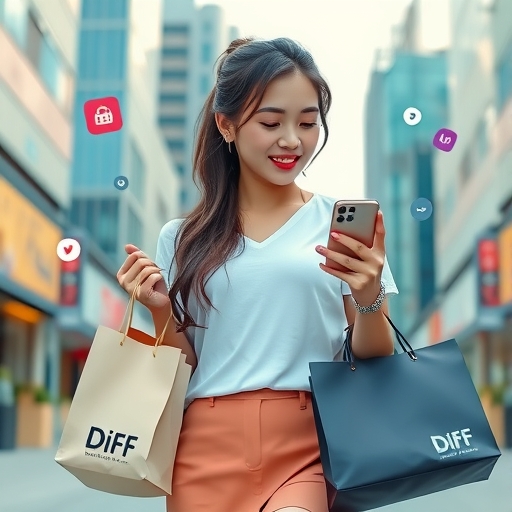 年輕女性身穿韓系風格服裝,展現DiFF shop流行的穿搭模樣