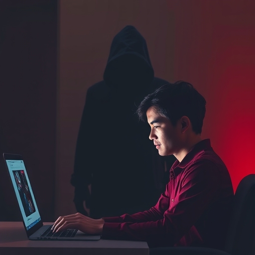 數位世界中的愛情詐騙:一人在手機上滑看可疑交友訊息