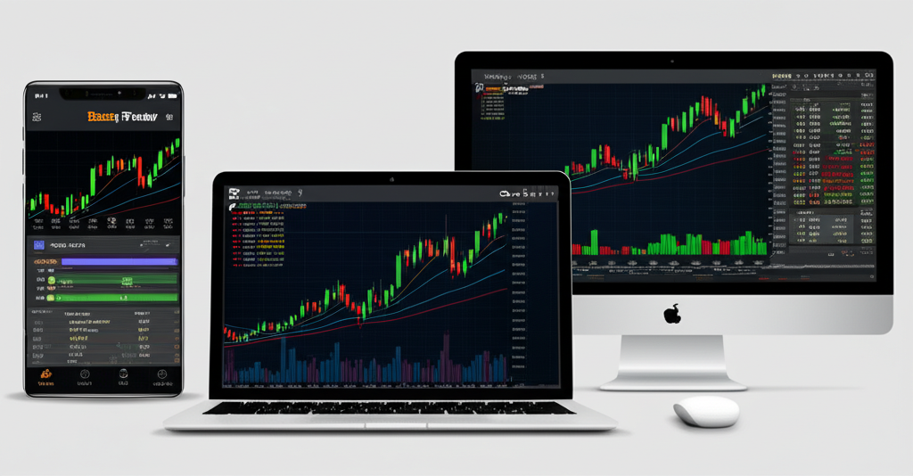 玉山e Trader 提供手機App、筆電與桌面螢幕等多種介面,顯示不同投資層級所需的完整交易工具