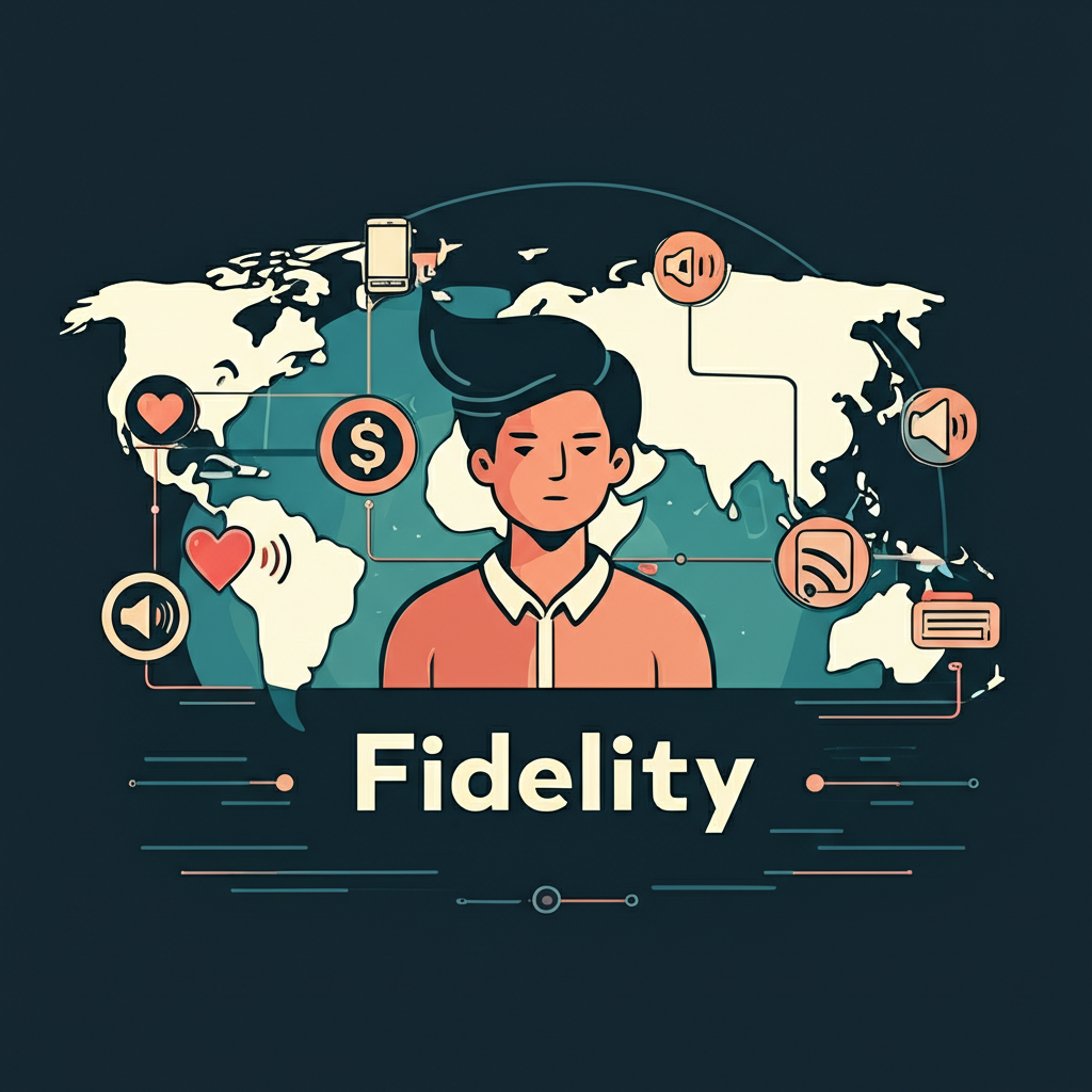 Fidelity 中文含義圖解:忠誠、金融、科技與全球連結的視覺呈現