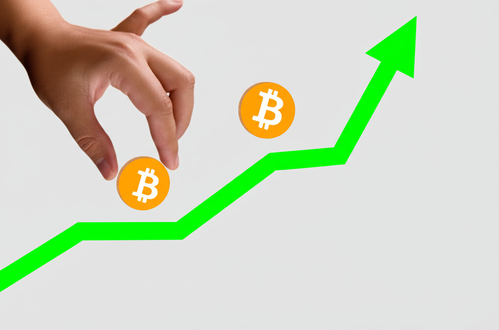 投資人策略性配置股票、加密貨幣、期貨等資產於成長趨勢圖上,象徵建立投資部位並為未來獲利打下基礎