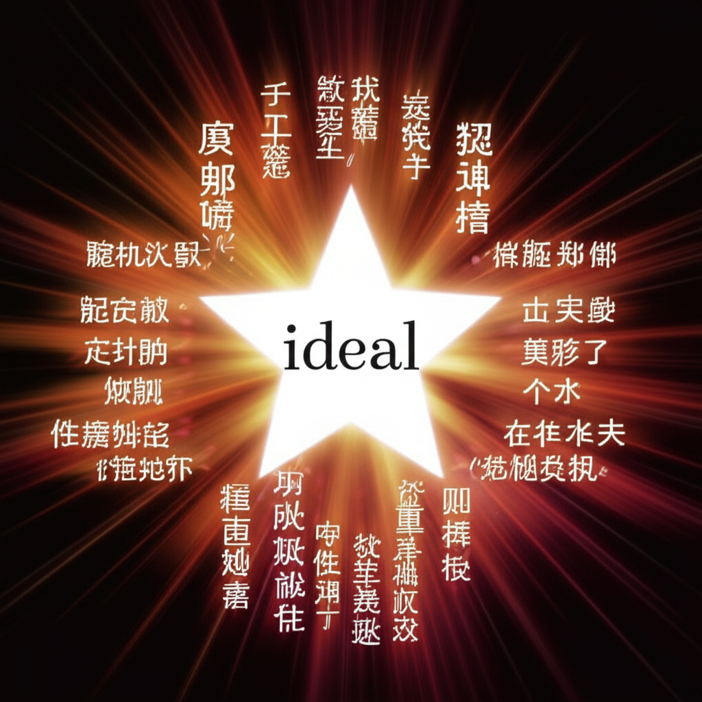 Ideal 單字的多重中文含義圖示,展示其豐富語義與多元解讀