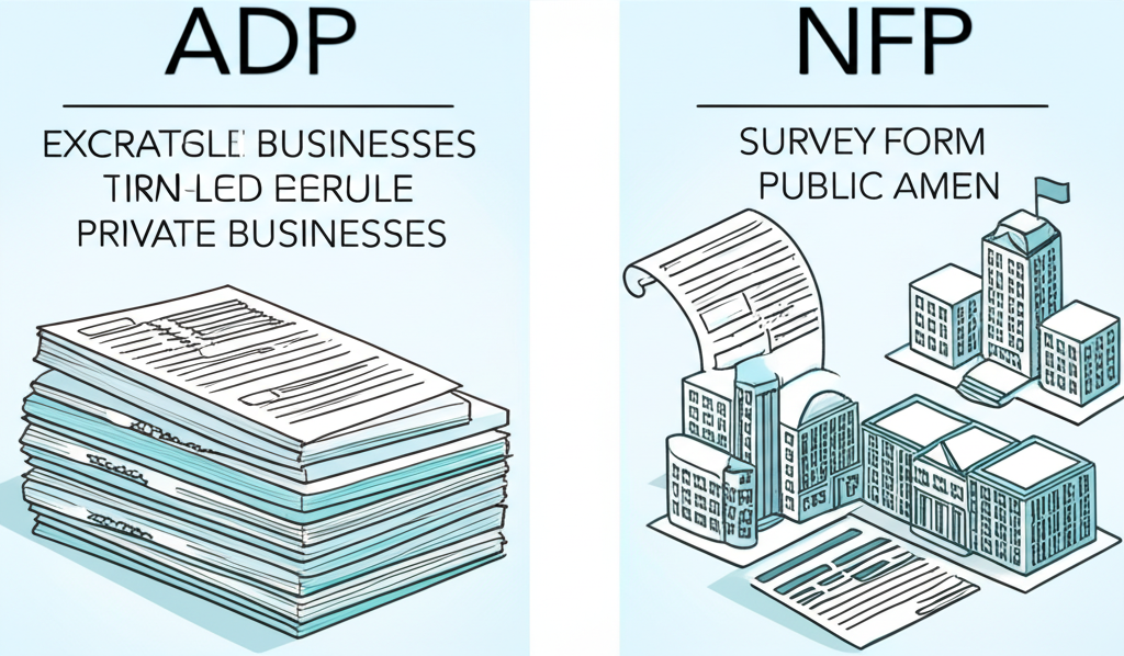 Illustration comparing ADP payroll data with NFP survey methods and coverage