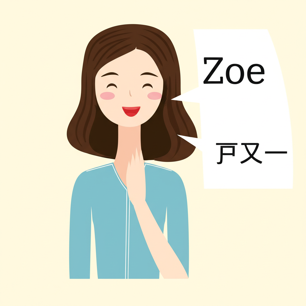 亞裔女性示範Zoe發音,搭配中文近似音標註