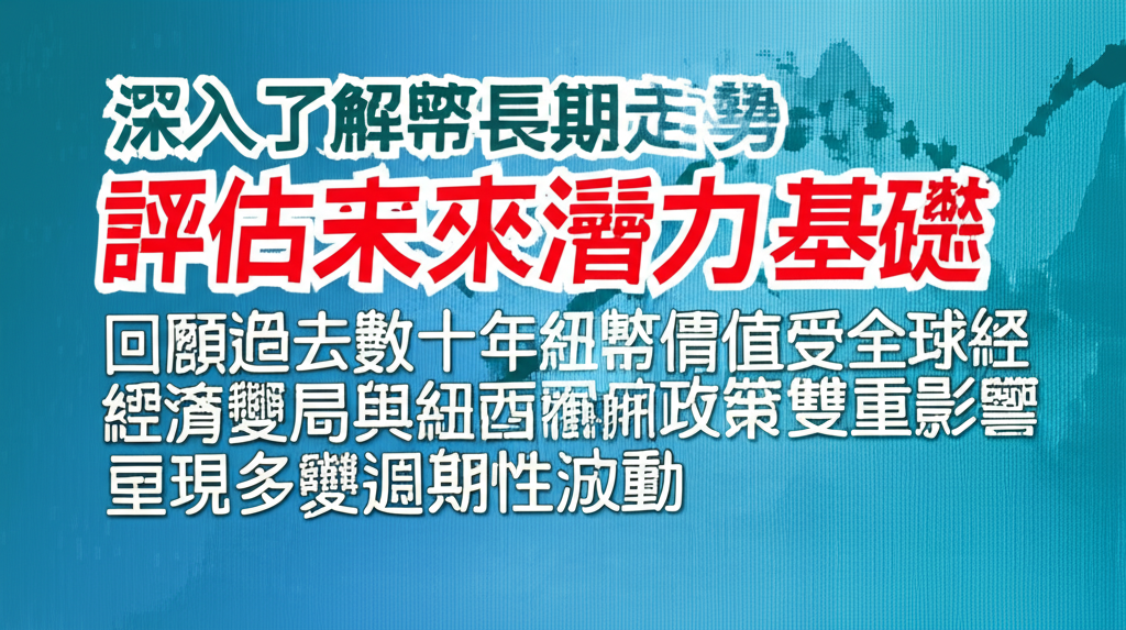 紐幣長期走勢插圖:回顧過去數十年紐幣價值,受全球經濟變局與國內政策影響的多變週期性波動