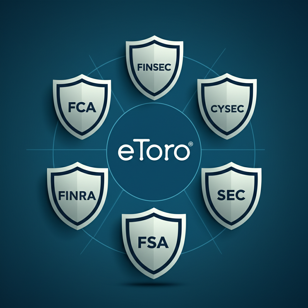 全球金融監管機構如FCA、CySEC、ASIC、FINRA、SEC和FSA作為盾牌保護eToro平台,確保合規與投資者安全