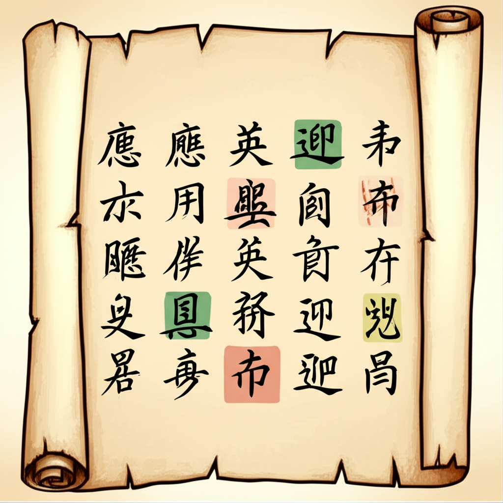 古籍捲軸展示ying拼音漢字如應英影迎的意義與用法