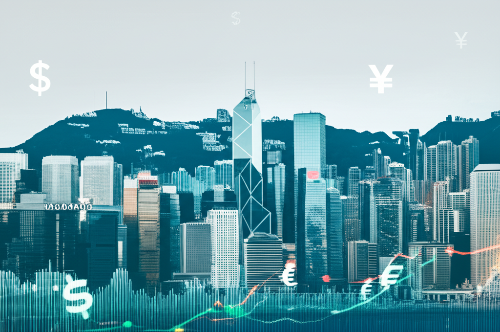 Hong Kong finance, forex trading, illustration