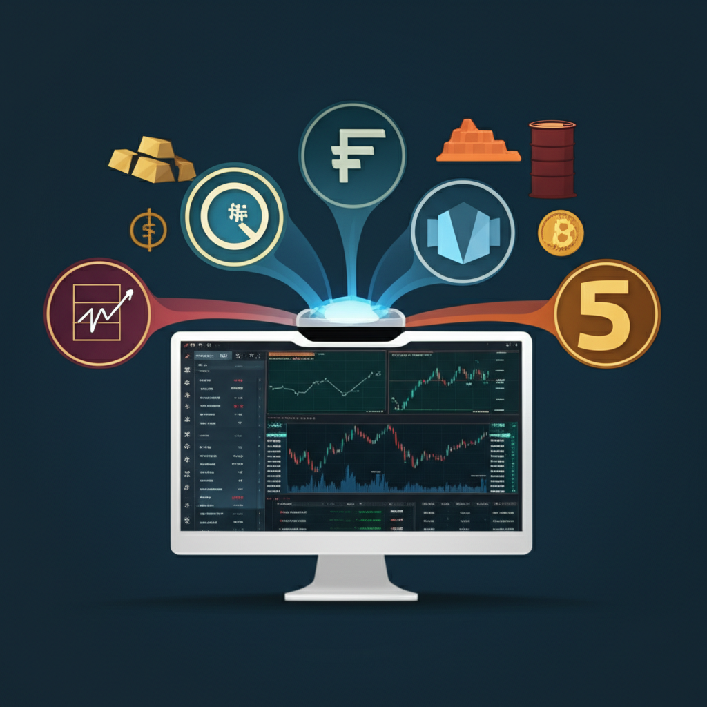 交易者自信操作 MetaTrader 5 的圖示,涵蓋外匯、商品與股票等多樣金融市場,強調靈活資產配置與風險管理,優於 MT4