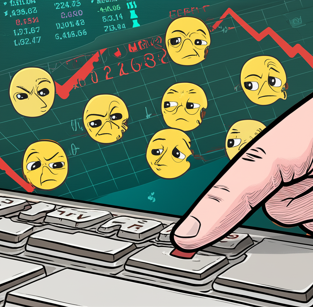 humorous oversized finger causing fat finger error with serious financial consequences