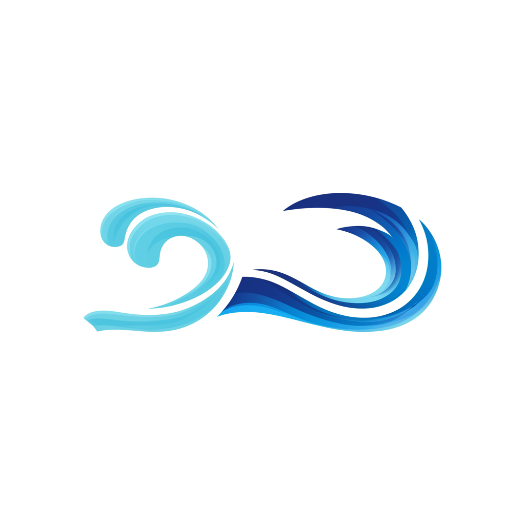 旋渦與渦流中文字符的風格化圖示,強調流體運動差異