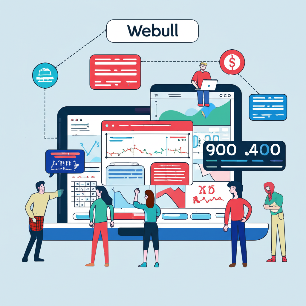 微牛 Webull 全球線上券商插圖,展示多元投資者使用現代科技參與國際市場