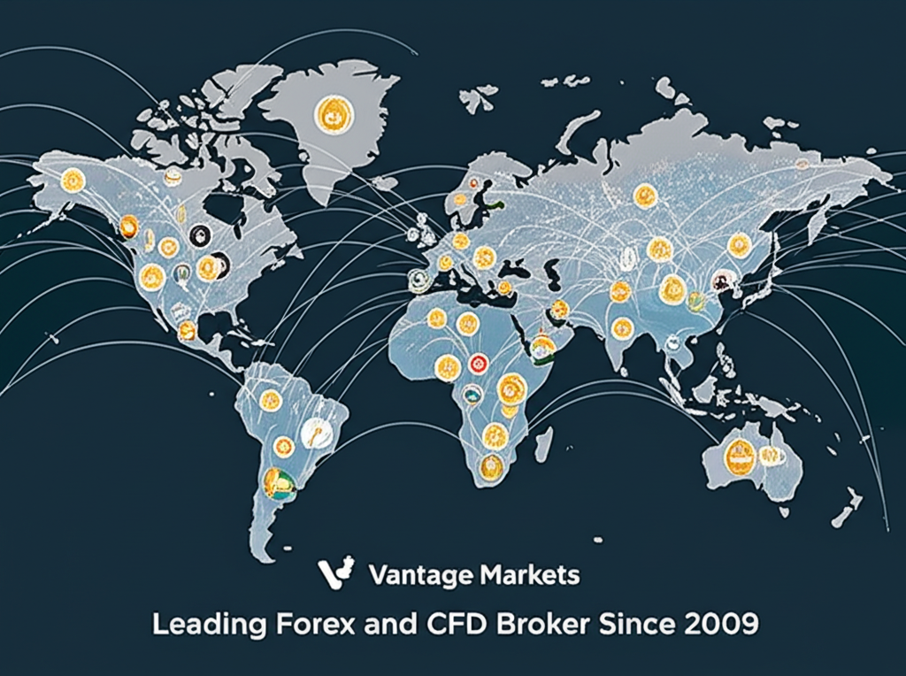 Vantage Markets 全球業務覆蓋示意圖