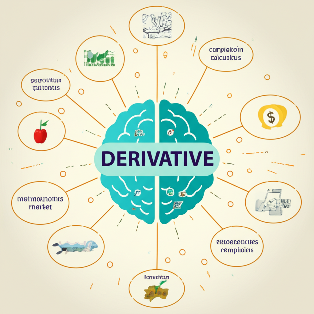 說明 derivative 從數學微積分到金融市場工具,再到日常語言中跨領域多重意義的插圖