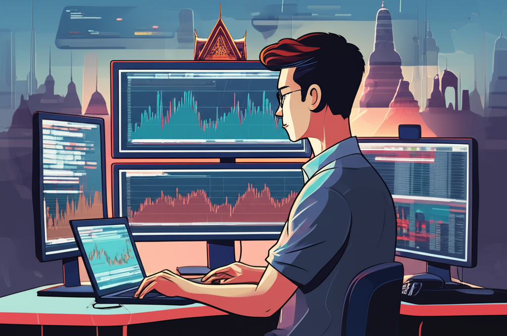 Thai investor trading forex illustration