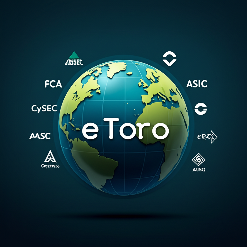 eToro 全球監管機構與牌照的象徵插圖