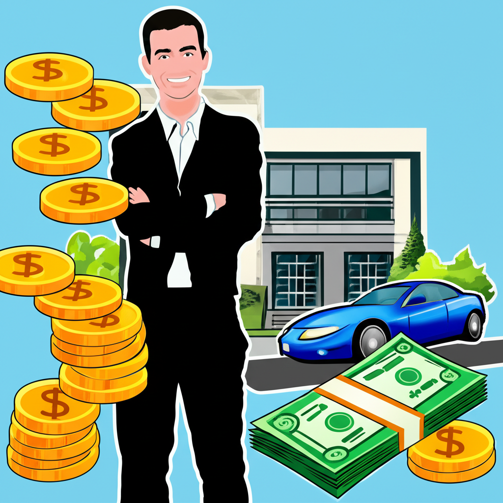 成功人士與豪宅象徵富裕家庭,呈現「rich」作為財富象徵的常見意象