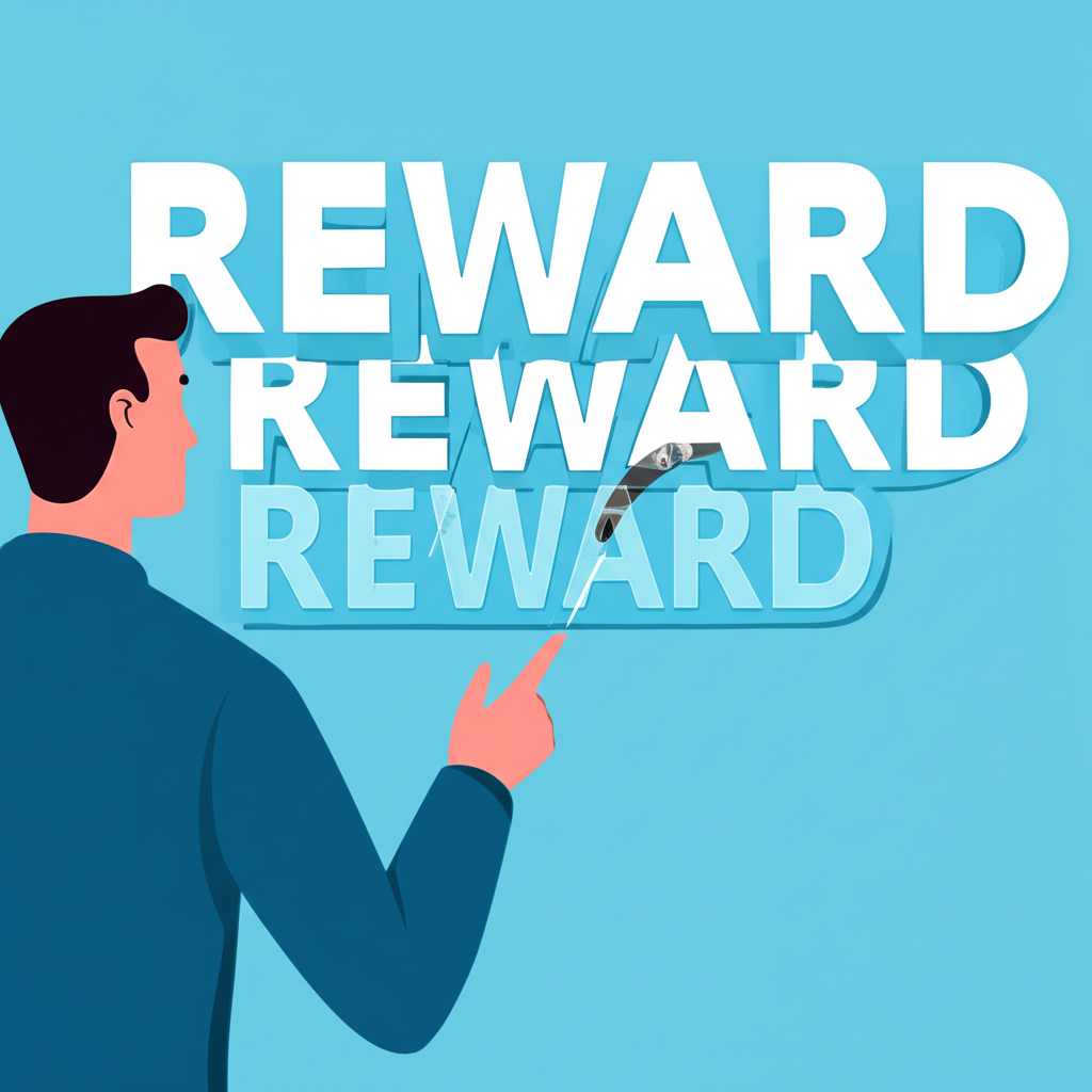 人物探索 reward 詞多層意義的插圖,涵蓋補償與回報在不同情境的概念