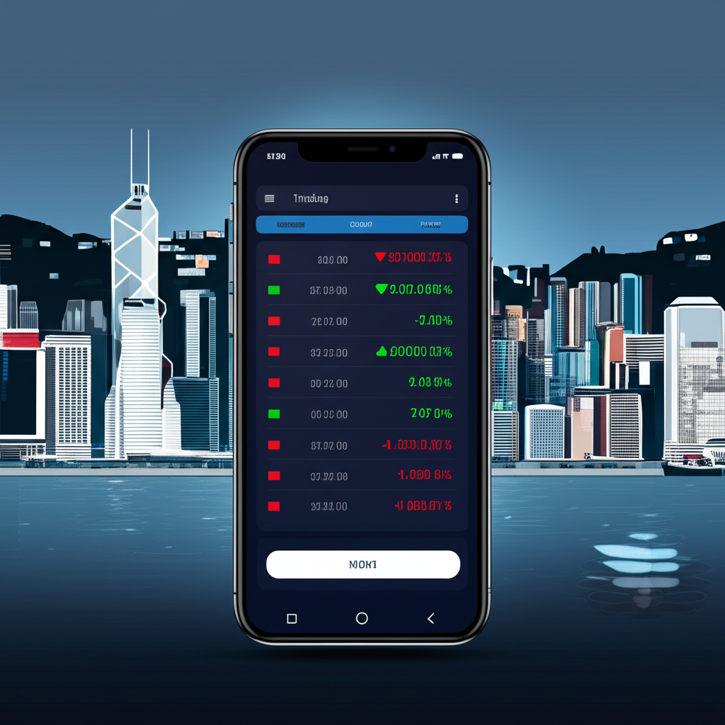 香港天際線與交易應用程式插圖