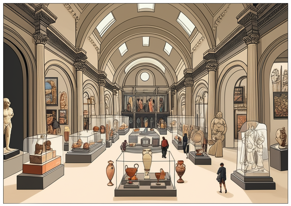 大都會藝術博物館多樣藏品與展區插圖