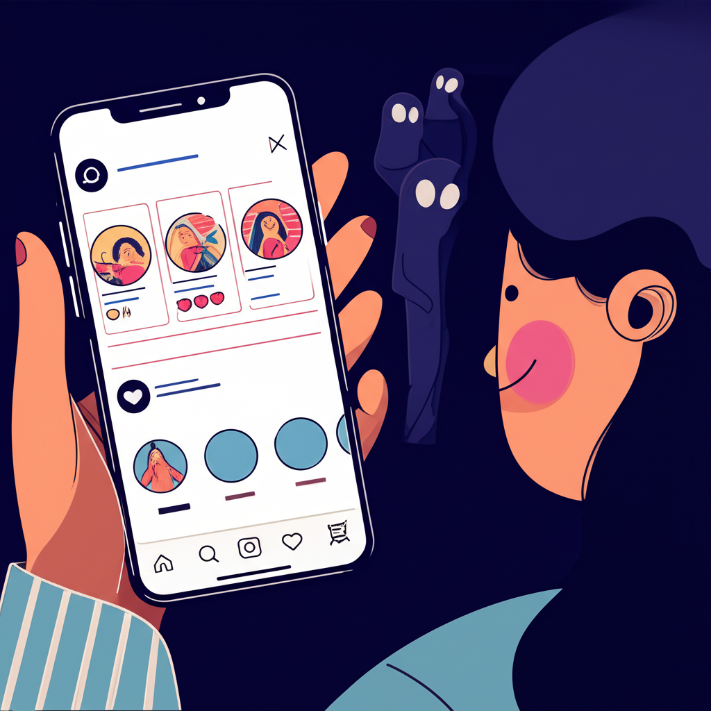 Instagram 交友中隱藏的詐騙危險,背景陰影圖像代表數位約會世界的潛在威脅