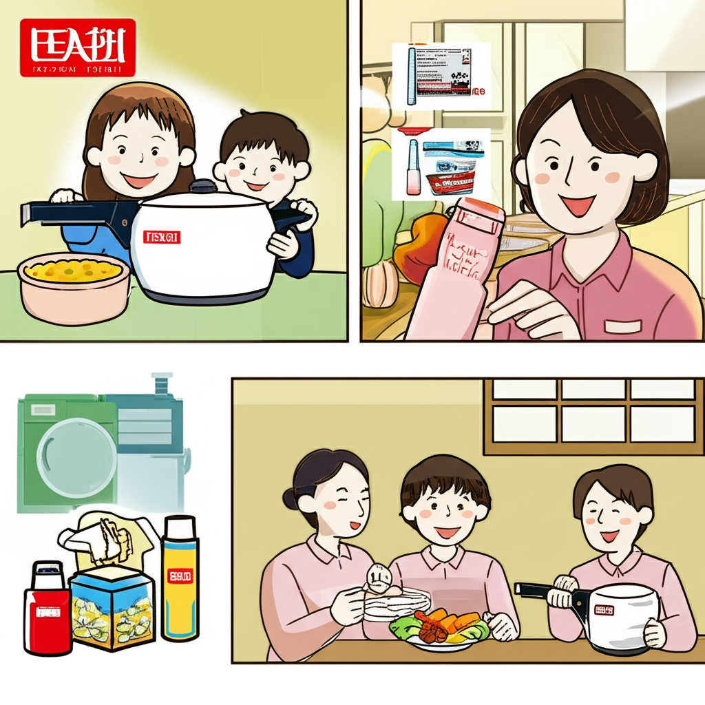 台灣家庭世代使用理想牌產品,如母親手中的壓力鍋和學生背的保溫瓶,象徵耐用、安全環保的承諾與強烈情感連結