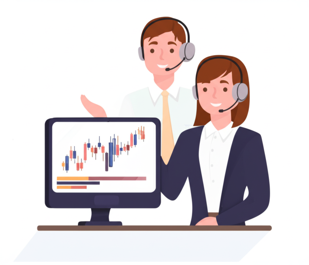 forex support agent helping trader