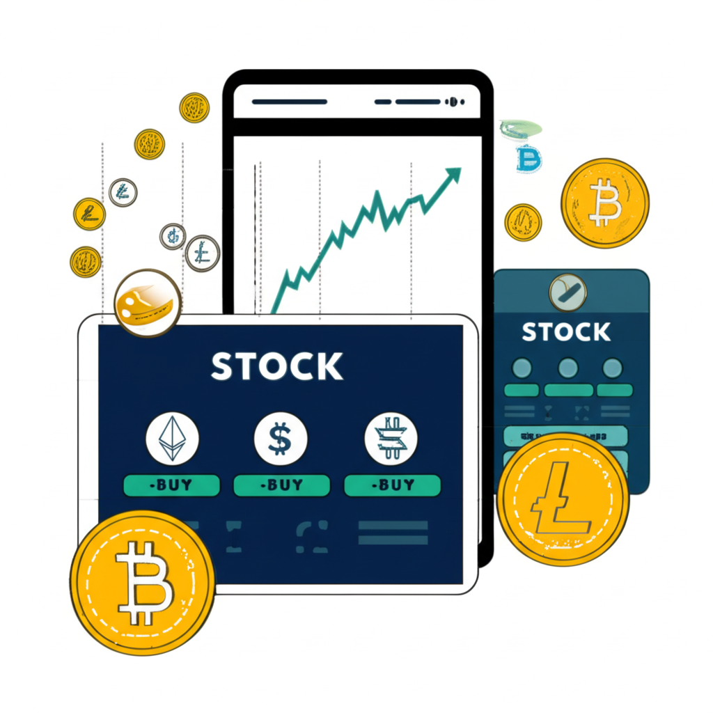 各種金融資產如股票、貨幣對、加密貨幣在數位平台上的做多操作