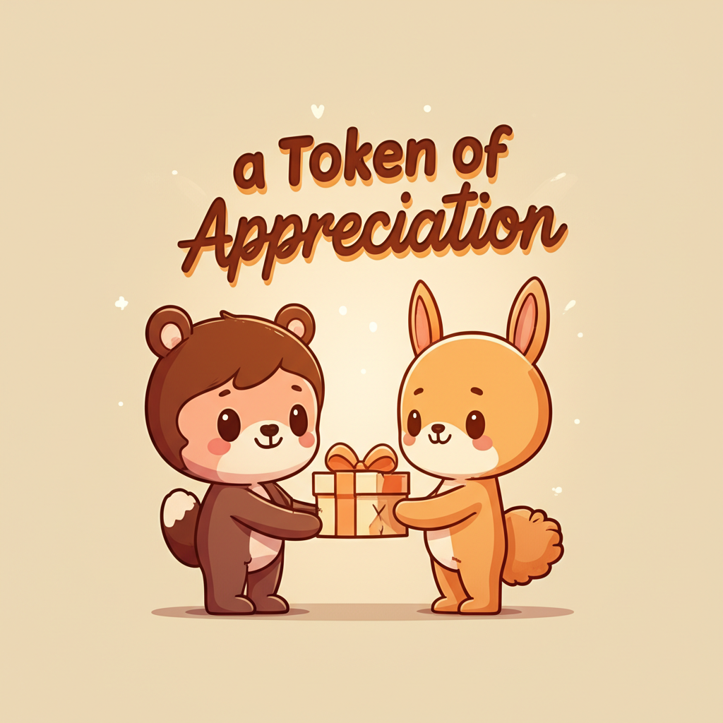 象徵感激的心意小禮物交換插圖,代表 Token 的日常象徵意義
