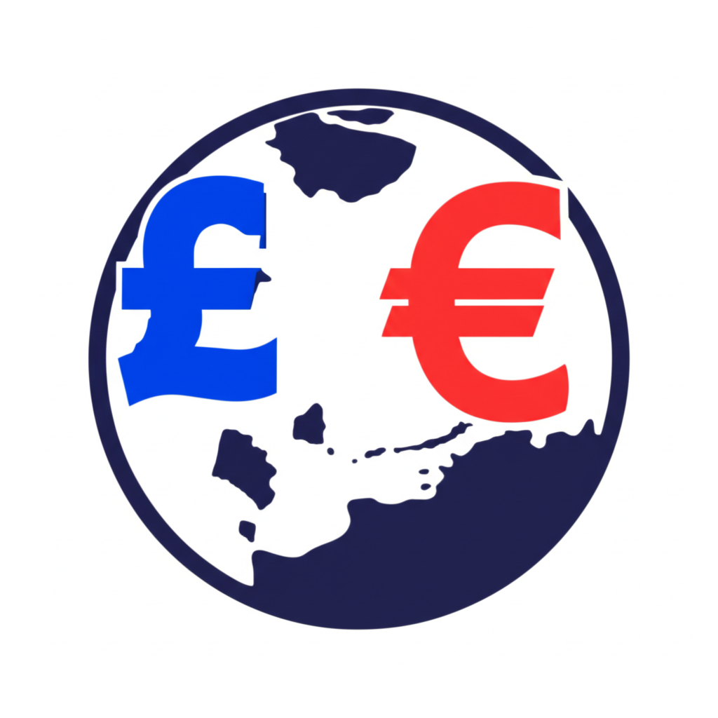 全球金融市場中的英鎊與歐元互動示意圖,象徵兩大貨幣的經濟影響力與動態關係