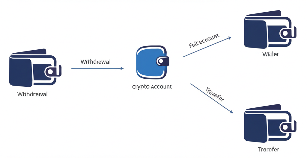 imToken錢包出金與提幣路徑區別示意圖