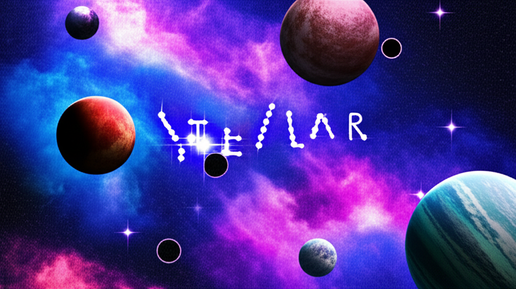 宇宙場景插圖,包含行星與星雲,融入stellar字樣強調其天文含義與宇宙連結