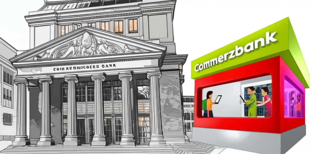 comdirect benefiting from the strong backing and credibility of its parent company Commerzbank Germany's second largest bank while independently operating to serve German individual customers an illustration of a strong foundational bank supporting a modern digital bank with a clear brand identity serving a diverse customer base