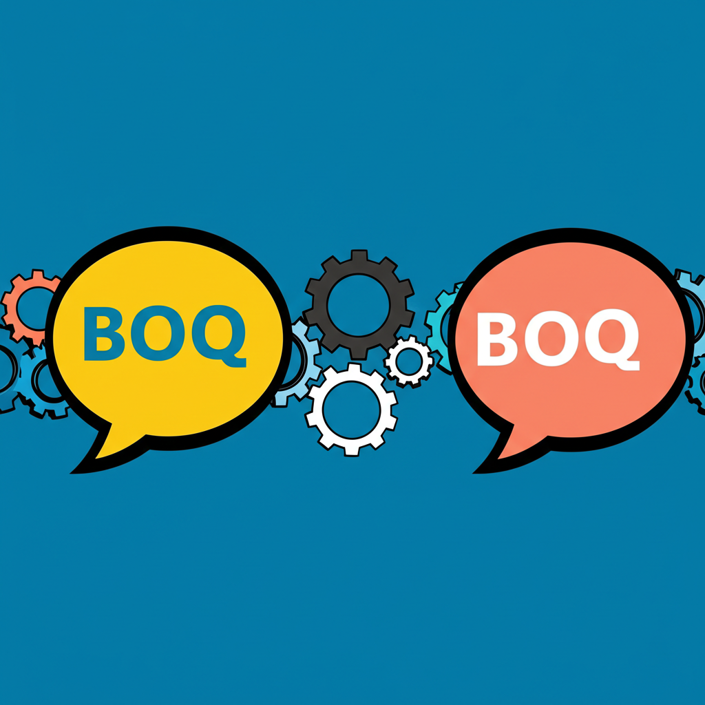 溝通演進時間線,從複雜術語到 BOQ 等縮寫的插圖