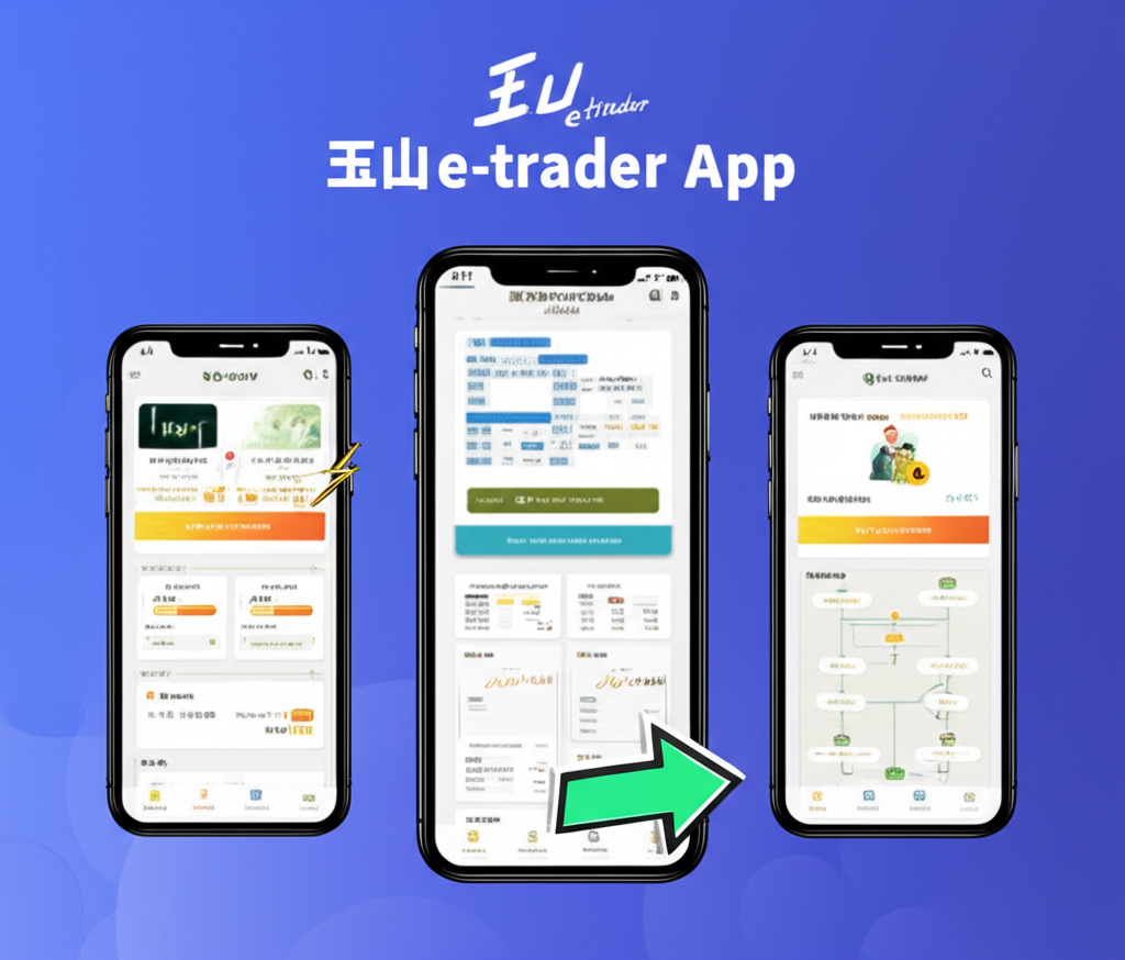 使用者在玉山e-trader App上分析即時股票報價與技術圖表,顯示K線圖、成交量及MACD、KD、RSI等指標,用於市場趨勢判斷