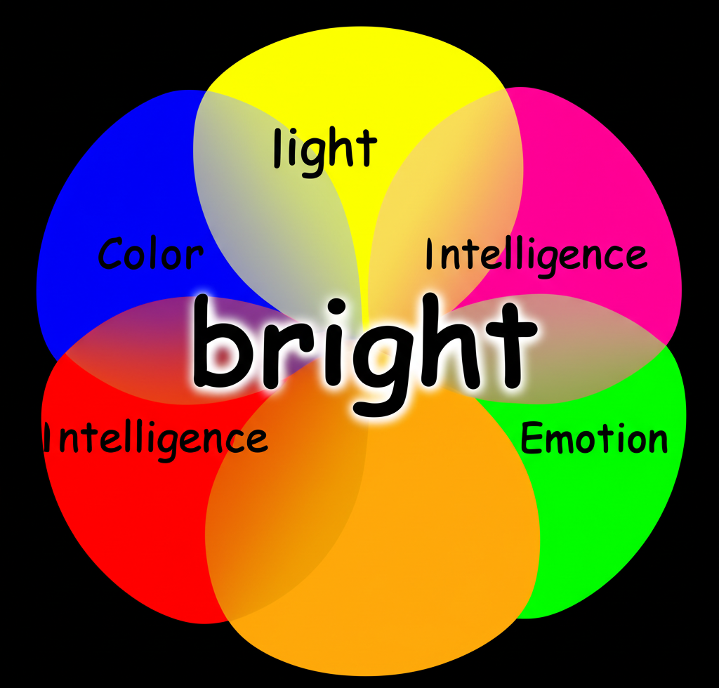 Bright 作為形容詞,連結光線、色彩、智慧與情感四大核心概念