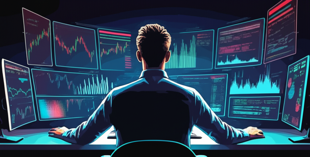 Trader avoiding slippage, digital, illustration