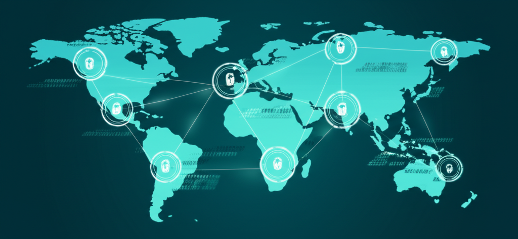 Global finance, secure trading, illustration