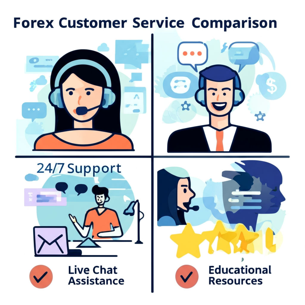 Forex customer service comparison, illustration